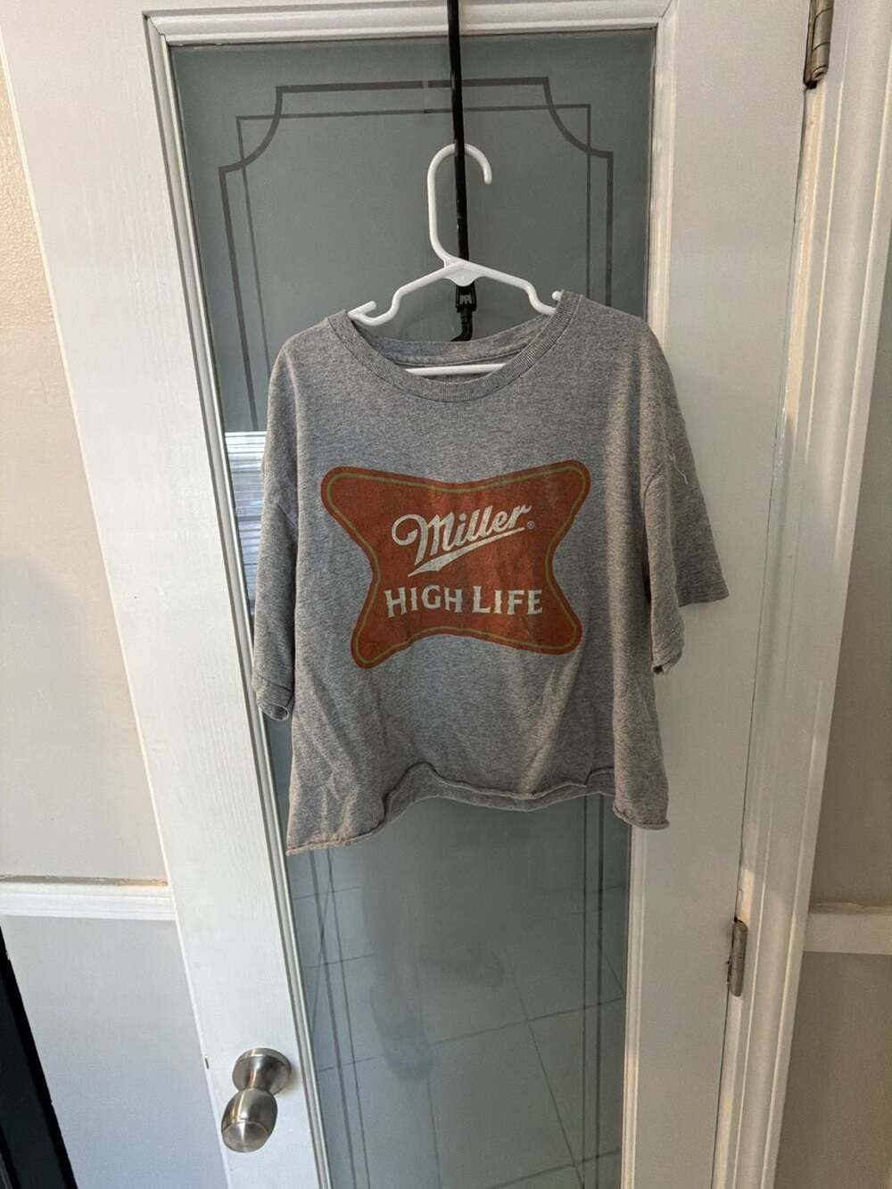 Miller High Life Gray Cropped T-Shirt Graphic Tee